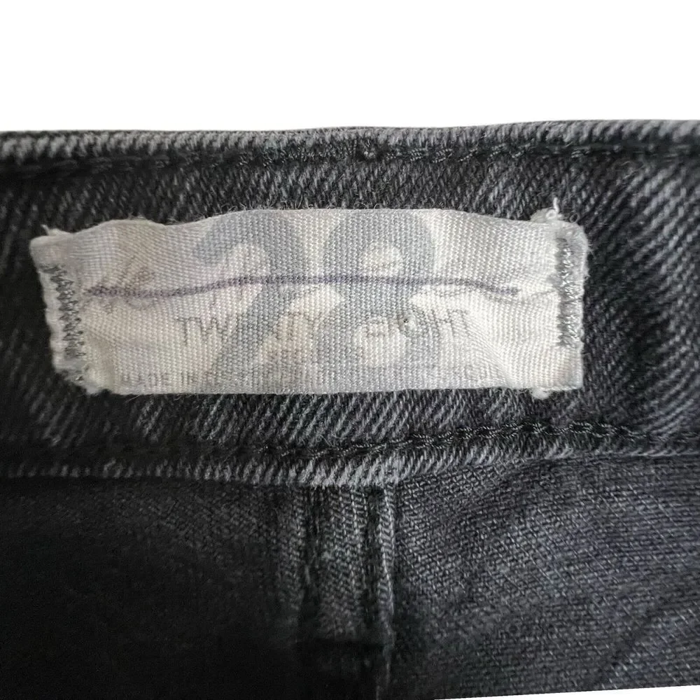 We The Free Womens 28 Black High‎ Rise Raw Hem Cropped Straight Leg Jeans